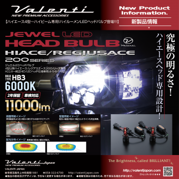 【新製品情報】前モデルよりスペックアップ！ハイエース4型～ハイビーム専用！ハイルーメンLEDヘッドバルブ登場！！！
