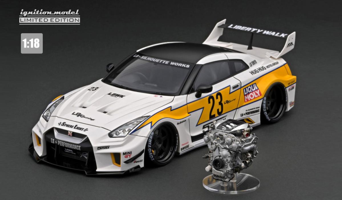 1/18 LB-Silhouette WORKS GT Nissan 35GT-RR White/Yellow With ...